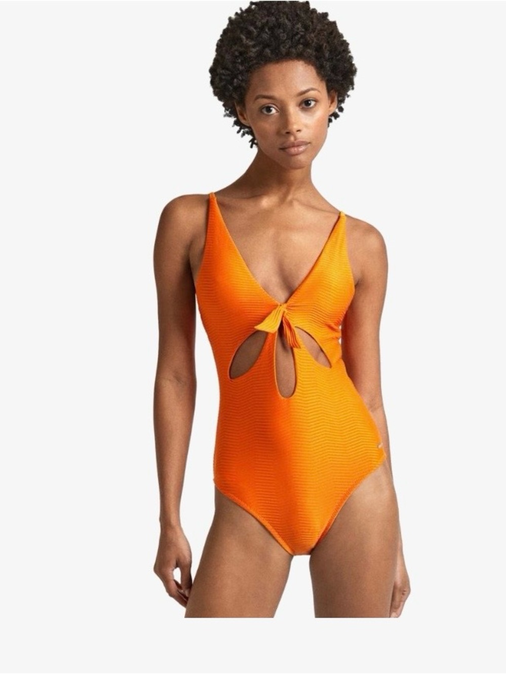 Pepe Jeans Orange Wave-Knot One-Piece Swimsuit